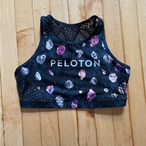 Peloton Sports Bra Geo Crystal Print Black White Mesh Activewear M Streetwear